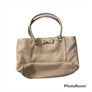 Kate Spade Leather Bow Tote Bag in Cream